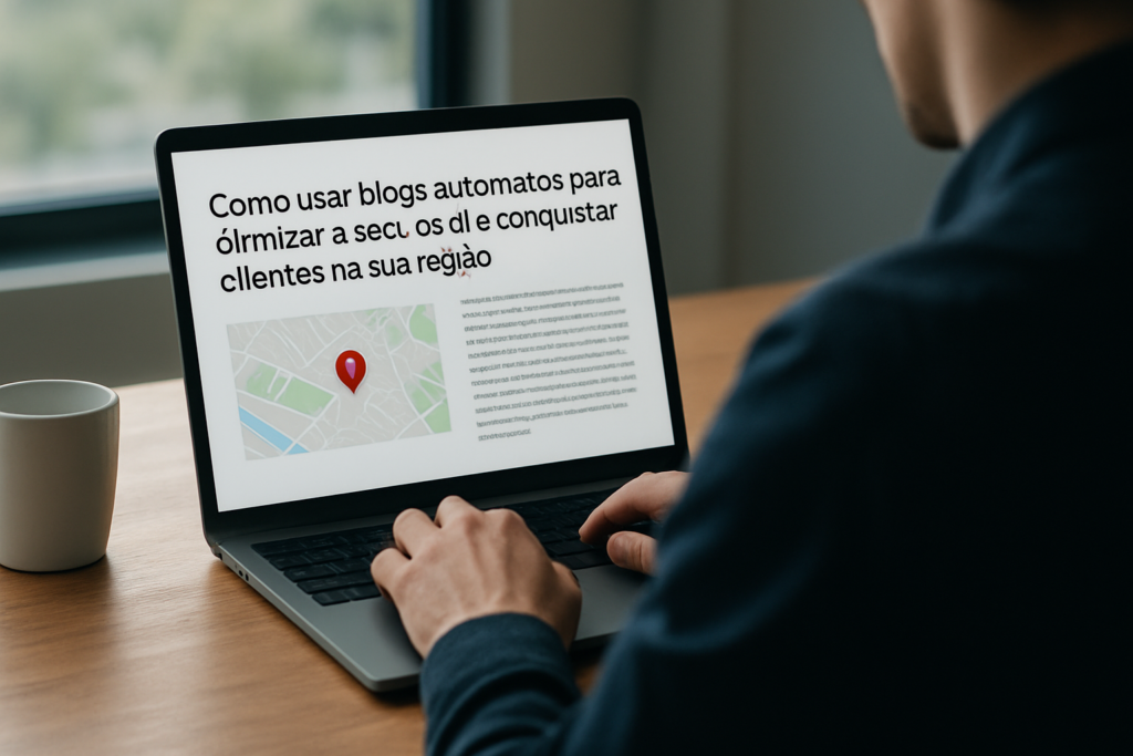 Ferramentas de blogs automáticos otimizando SEO local, atraindo clientes na sua região com estratégias eficientes.